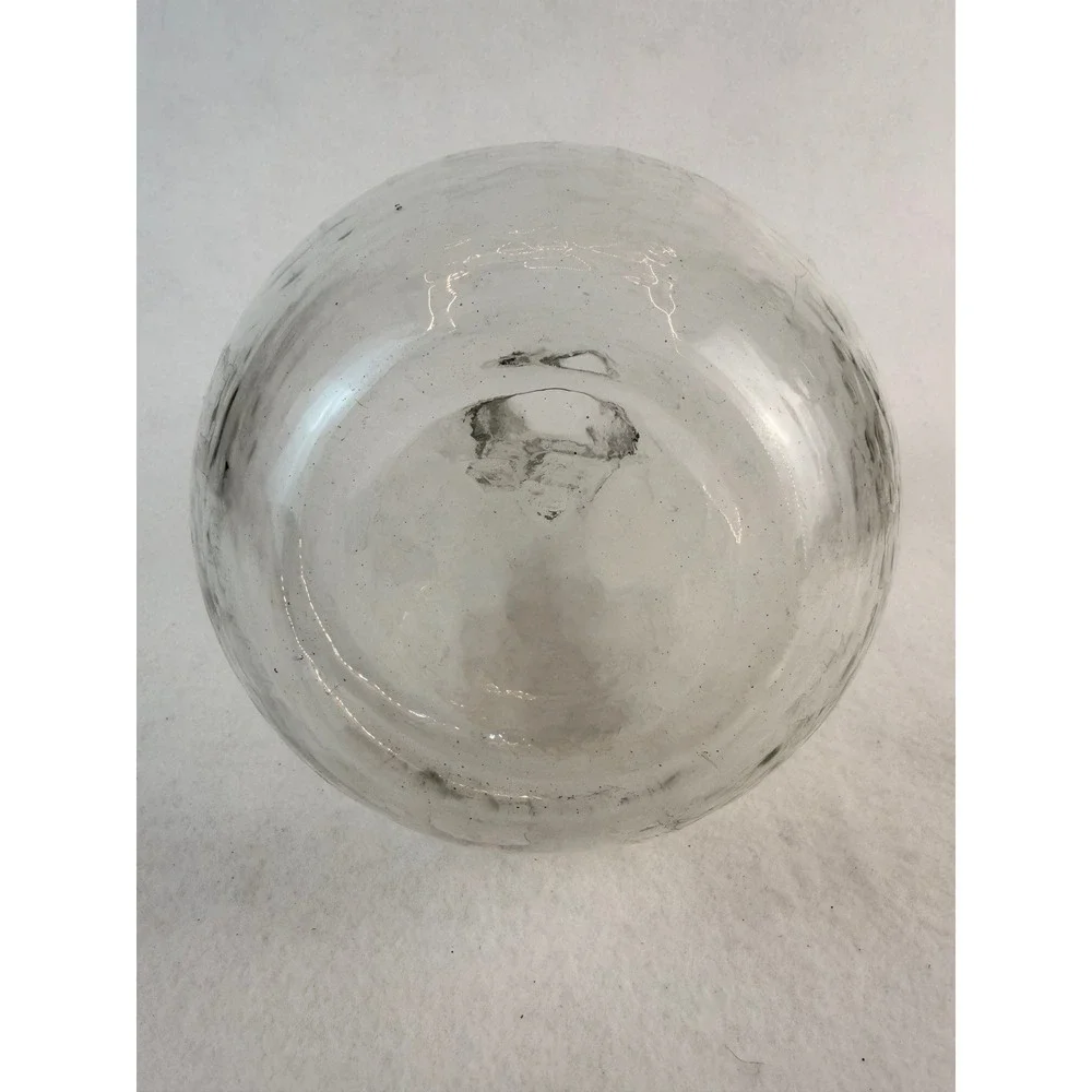 Hand Blown Hammered Glass Carafe Teardrop Pitcher Clear‎ Art Glass 11.5